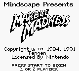 Marble Madness title screen for GameBoy